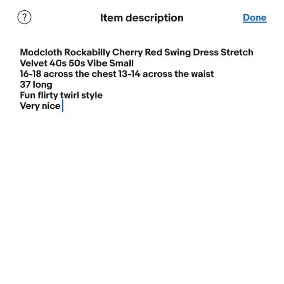 Modcloth Rockabilly Cherry Red Swing Dress Stretch Velvet 40s 50s Vibe Small - Picture 12 of 12